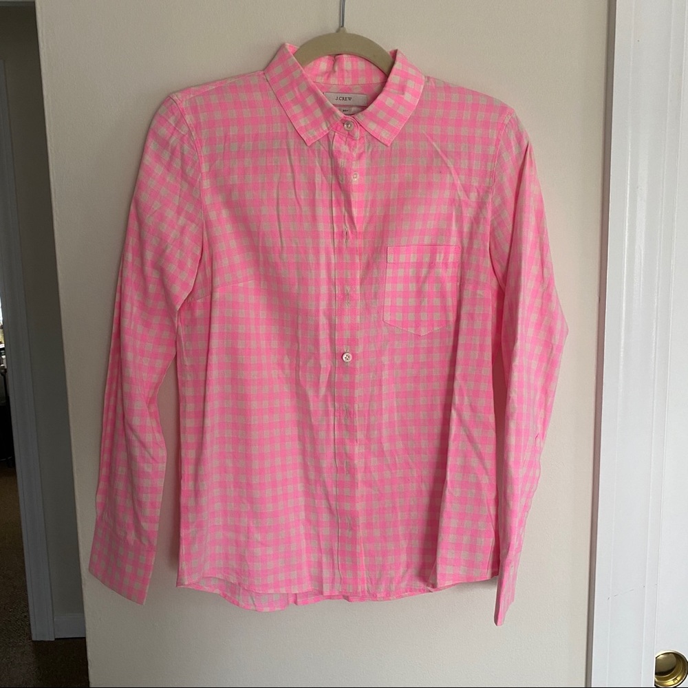 JCrew got pink gingham shirt, size 2
